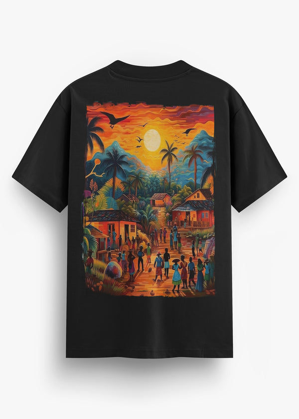 T-SHIRT KARA FEMME HAITI PAYSAGE BLACK