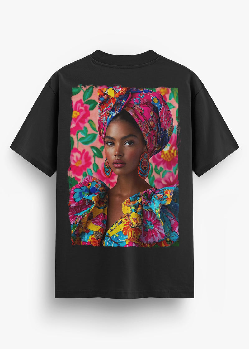 T-SHIRT KARA FEMME HAITI VISAGE BLACK