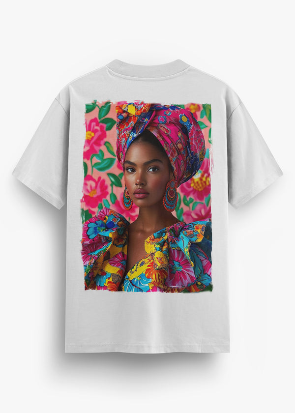 T-SHIRT KARA FEMME HAITI VISAGE WHITE
