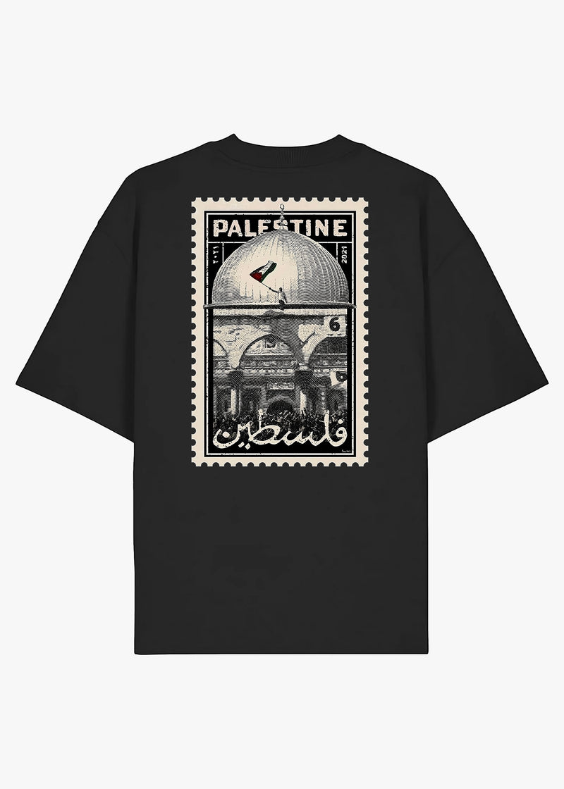 T-SHIRT PALESTINE TIMBRE BLACK